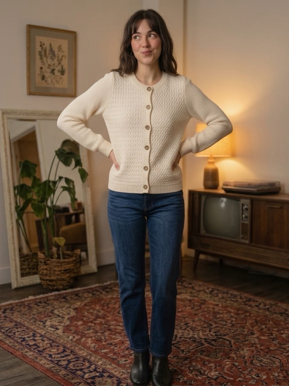 L.L. Bean Women's 100% Cotton Beige Sweater